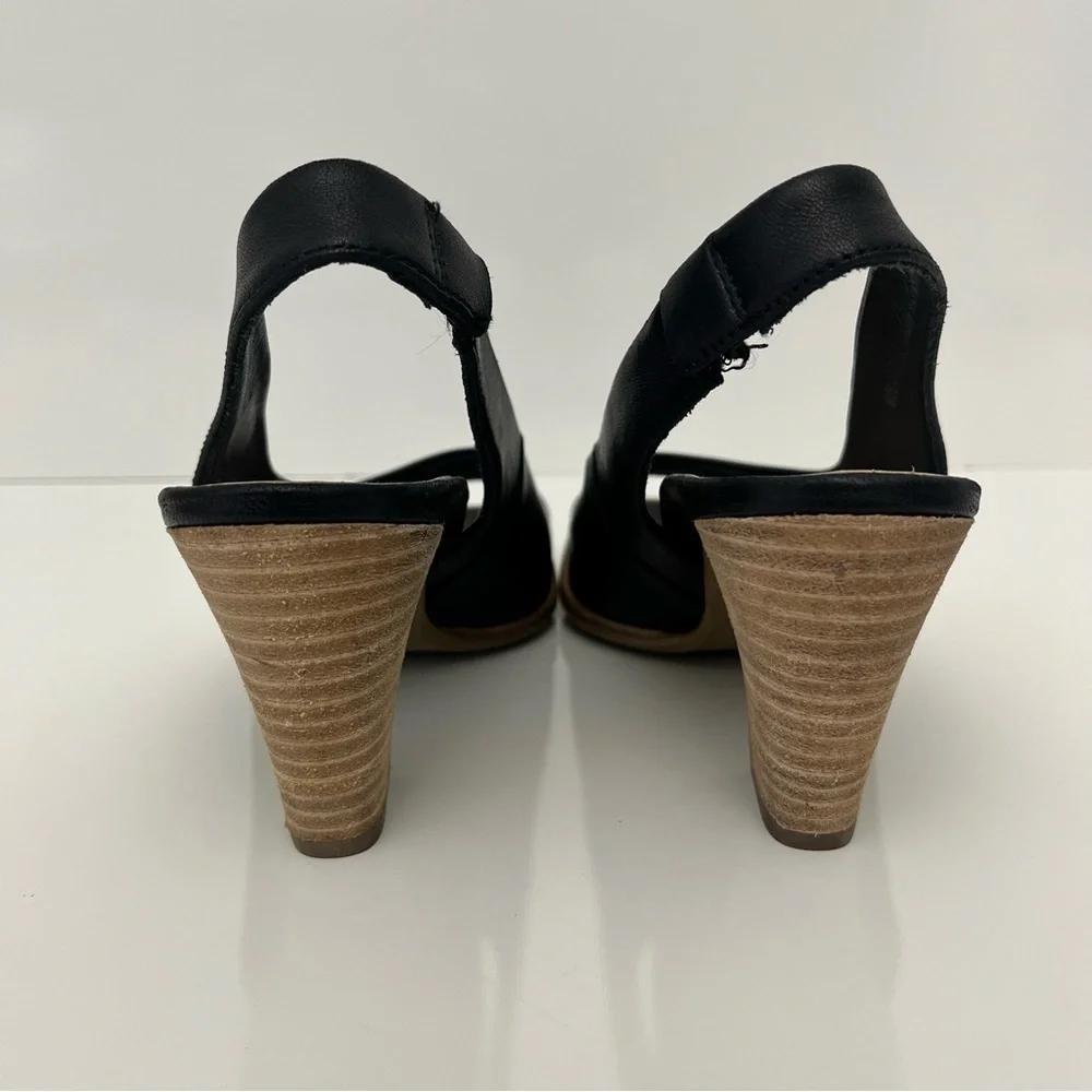 PAUL GREEN Savanah Slingback Peep Toe Leather Sandals in Black Women US 5 - Picture 10 of 13
